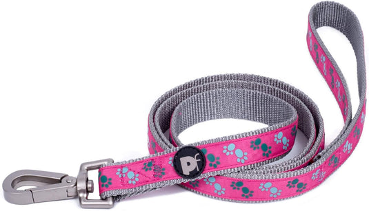 CERISE/GREY PAWS DOG LEAD SML (x1)