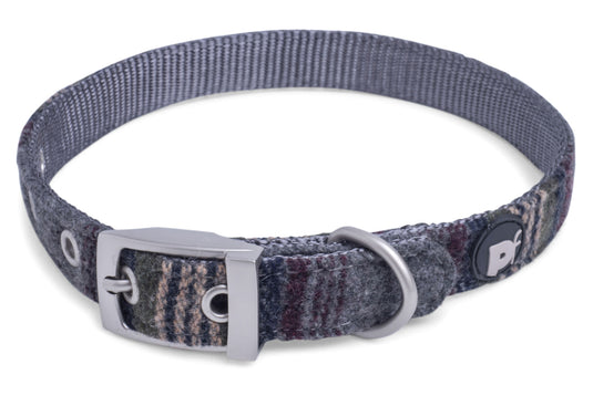 GREY TWEED DOG COLLAR LRG (x1)