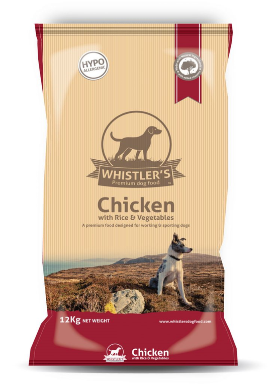 WHISTLERS CHICKEN & RICE HYPOALLERGENIC DOG FOOD 12KG